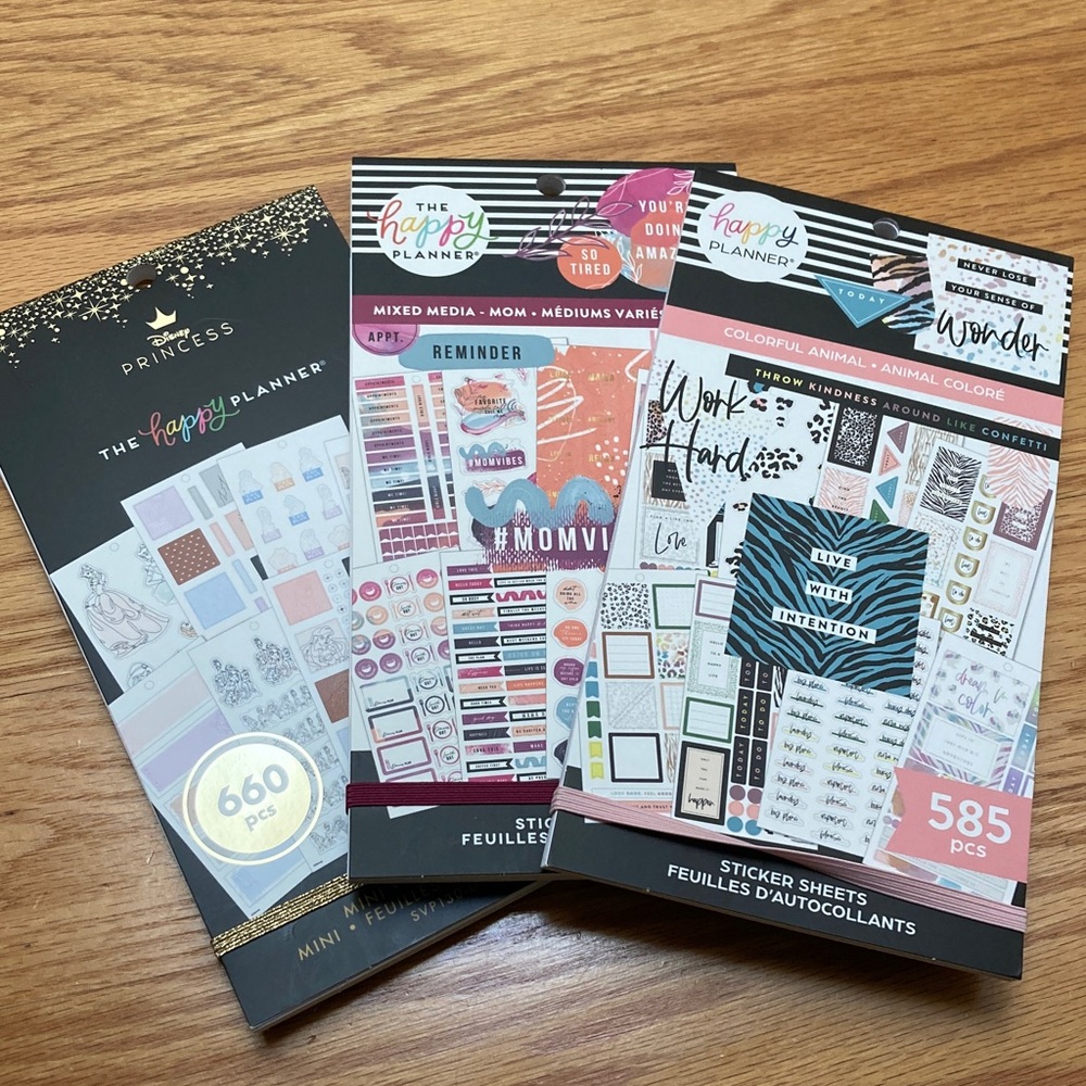 Happy Planner stickers sticker lot of 3 Disney Princess Cheetah Mom life